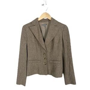 Ann Taylor Wool Blazer Womens 6 Brown Beige Classic Preppy Career Academia